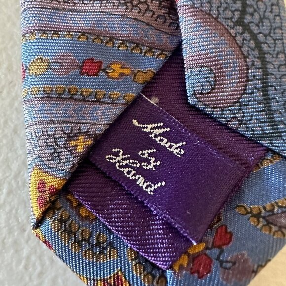 Ralph Lauren Collection Paisley Silk Necktie 60" Made In Italy 100% Silk Handmad - Picture 3 of 11
